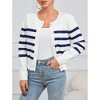 V For City Women's Striped Crochet Knit Long Sleeve Round Neck Open Front Cardigan Sweaters - 2 of 4
