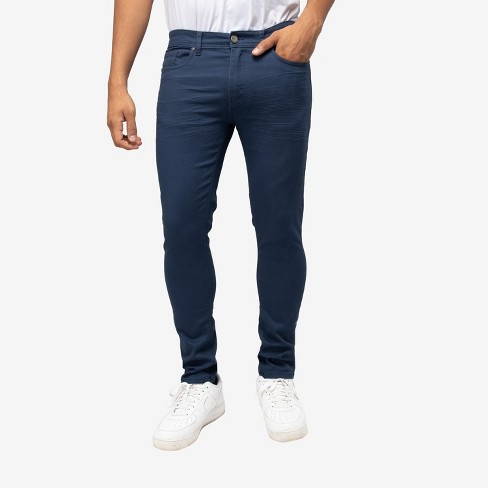 Navy Blue Cotton Slim Pants  Slim fit cotton pants, Mens dress