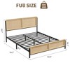 Full Size Bed Frame with Natural Rattan Headboard and Footboard, Wooden Full Platform Bed No Box Spring Needed - 2 of 4