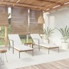 vidaXL 2 pcs Adjustable Sun Loungers with Table, Poly Rattan Brown with Cream White Cushion, Outdoor Garden Patio Furniture, Sturdy Steel Frame - 2 of 4