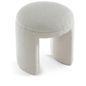Meridian Furniture,Bowen Faux Shearling Teddy Fabric Ottoman/Stool - 1 of 4