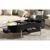 47.2" Oval Lift Top Coffee Table with Hidden Storage, 360¡ã Rotating Tray and Drawers, Modern Wooden Center Table for Living Room - 3 of 4