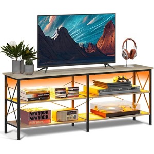 GALAXHERO TV Stand for 65 70 inch TV with LED Lights, Gaming Entertainment Center with Storage, Industrial TV Console for Living Room, Greige - 1 of 1
