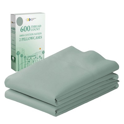 Luxury 600 Thread Count Pillowcases - 100% Cotton Sateen, Soft, Cool & Breathable by California Design Den