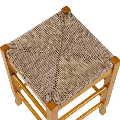 24" Oak Backless Counter Height Stool with Handwoven Seat