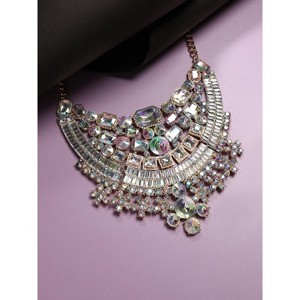 SOHI Women's Crystal Silver Maxi Crystal Necklace - 1 of 4