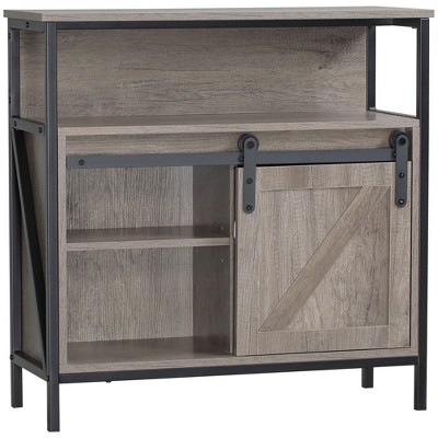 Kitchen Sideboard, Buffet Cabinet, Wooden Storage Console Table with 2-Level Cabinet and Open Shelf, Grey