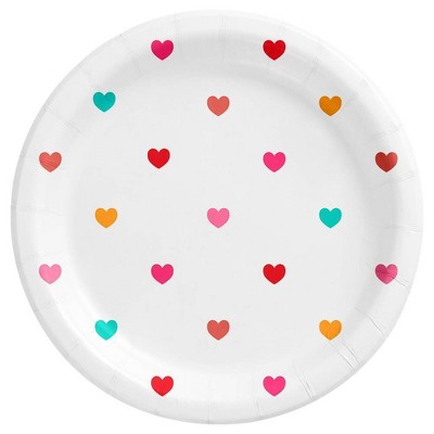 Valentine's Day All Over Hearts Multicolored Disposable Dinner Plates 8.5"-20ct - Spritz™