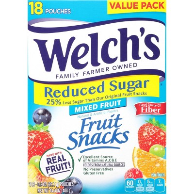 Welch's Reduced Sugar Mixed Fruit Flavored Fruit Snacks - 18ct