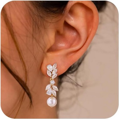 14K Gold Plated Butterfly Dangle Earrings for Women - Dainty, Trendy, CZ Drop Earrings - Simple Long Dangling Jewelry