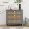 KTMBDW Dresser with 3 Drawers, Rattan Storage Cabinet with Metal Handles for Bedroom, Hallway, Entryway, Closets - 3 of 4