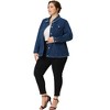 Women's Plus Size Classic Denim Frayed Washed Jean Jackets - Agnes Orinda - 3 of 4