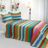 Slickblue Full/Queen Cotton Quilt Set, 3PC, Rainbow or Blue Stripe Design, Reversible, Includes Two Shams - 2 of 4
