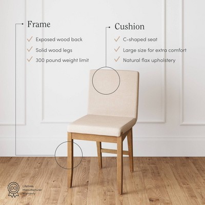 Gracie Flax-Brushed Light Brown Upholstered Wood Dining Chair