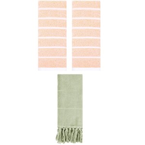 REGALWOVEN 3 Packs Striped and Solid Absorbent Soft Cotton Hand Towel for Bathroom - 1 of 4