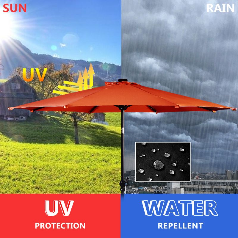 Costway 10FT Patio Solar Umbrella LED Patio Market Steel Tilt W/Crank Outdoor OrangeBlue New, 4 of 9
