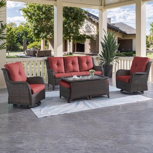 SUGOLD Patio Furniture 6 Pieces Outdoor Furniture Set PE Wicker Sofa with Swivel Rocking Chairs - 1 of 1