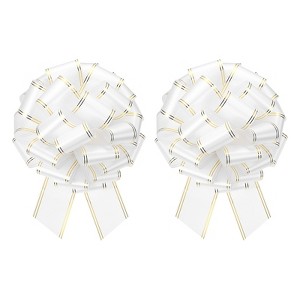 Unique Bargains Christmas Wedding Car Basket Gift Wrapping Large Organza Pull Bow 2 Pcs - 1 of 4