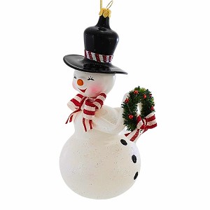 De Carlini Italian Ornaments 7.0 Inch Spruce Jolly Christmas Tree Ornament , Christmas Decor Snowman Wreath Mgd (1PC) - 1 of 4