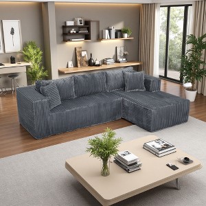 105" Corduroy L-Shaped Cloud Modular Sectional Sofa Left Chaise - 1 of 4