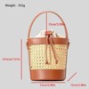 FATMOON Women Straw Rattan Bucket Bag, Hollowed Out Seaside Drawstring Handbag Purse, Leather Summer Beach Boho Shoulder Bag - 3 of 4