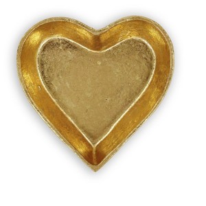 HomeRoots 7" Gold Heart Cast Iron Handmade Vanity Tray - 1 of 4