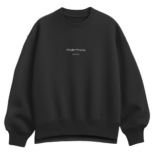 Women's Ford Script Logo Oversized Fleece Crew Sweatshirt - Black