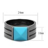 Slickblue Men's IP Light Black Stainless Steel Ring with Sea Blue Synthetic Turquoise, Size 8-13 - 3 of 4
