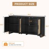 Natural Rattan Sideboard Buffet Cabinet with Storage, Farmhouse Large Rattan Cabinet with 4 Doors, Wood Accent Coffee Bar Buffet Console Tables - 2 of 4