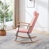 KTMBDW Rocking Chair, Teddy Fabric Upholstered Glider Rocker with High Backrest, Modern Rocking Accent Chairs Comfy Side Chair for Nursery,Living Room - 4 of 4