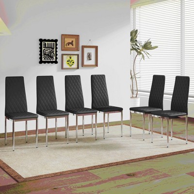 Maggift Dining Chair, Modern Dining Chair Set of Six for Kitchen with PU Material Seat, Living Room, Balcony, Black, 11.6" *15"*387.9"