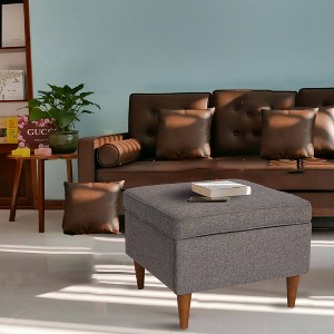 Storied Home Atley Ottoman with Storage Heathered Brown - 1 of 4