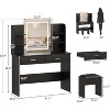 Vanity Desk with Mirror, Stool and Lights 3 Colors, Makeup Table with 2 Drawers, 6 Shelves, Power Outlet for Bedroom, 41.3*15.7*55.9in - 2 of 4