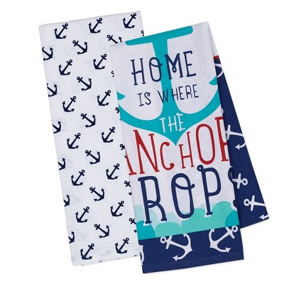 Design Imports Anchors Printed Dishtowel Set/2
