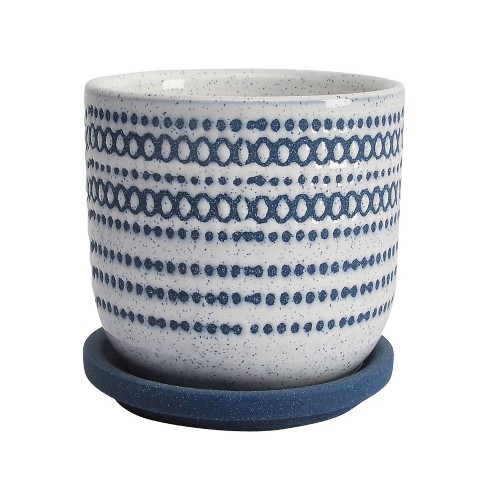 Textured Blue Ceramic planter Sagebrook Home