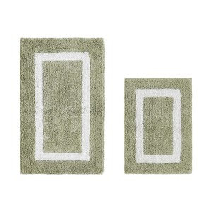 Hotel Bath Rug 100% Premium Cotton Tufted Weave Two Tone Reversible 2 Piece Bathroom Rug Set, Super Soft & Water Absorbent, Machine Washable Bathmat - 1 of 4