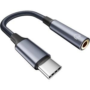 FONTOI USB C to 3.5mm Headphone Jack Adapter, Aux Audio Dongle Adapter, 3.5mm Headphone Stereo Cord, Gray, 3.82"*0.28"*5.71" - 1 of 4