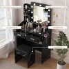 Vanity Desk with Mirror, Lights, Power Outlet, 3 Lighting Modes, 2 Drawers - 2 of 4