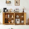APRILSOUL 64" Wave TV Stand,Sideboard, Rounded Corner Wood Vertical Striped, Rattan Doors, Kitchen,Bedroom,Entryway. Natural - 3 of 4