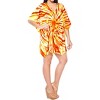 LA LEELA Women's House Daily Routine Evening Wear Holiday Casual Loungewear Oversize Caftan Knee Length Housecoat 2X-3X Orange, Tie Dye Design - 3 of 4
