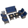 UPTION 7-Person Wicker Outdoor Patio Furniture Set Rattan Chair Wicker Set with Red Cushion - 3 of 4