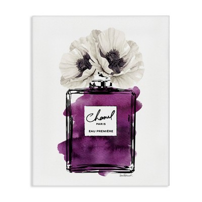 Stupell Industries Glam Perfume Purple Watercolor Effect Flower Blossom Canvas Wall Art