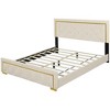 CAVINAS Queen Bed Frame with Pull Point Headboard and Queen Bed Metal Wire Frame at The Head and Foot of The Bed, Metal Feet, Velvet, beige - 3 of 4