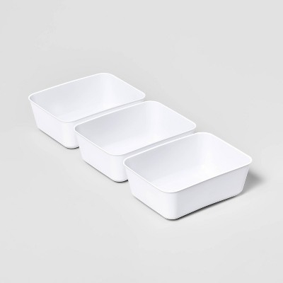 3pk Medium Storage Trays White - Brightroom™: Drawer Organizer Bins, Portable LDPE, Universal Storage