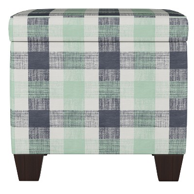 Fairland Square Storage Ottoman Check Navy Green - Threshold™