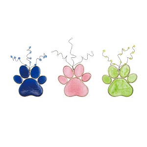 Transpac Stained Glass Pet Paw w/Wire Beads Set Home Decorations Set of 3 Spring - 1 of 2