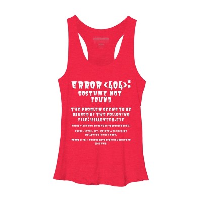 Women's Design By Humans Halloween Error 404 Costume Not Found Apparel, Funny Geeky By khaledned99 Racerback Tank Top