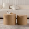 VYNXARIA Nesting Coffee Table Set of 2 Round Wooden Coffee Tables Circle Modern Table for Small Space Accent End Side Table,Natural - 2 of 4