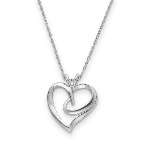 Black Bow Jewelry Rhodium Plated Sterling Silver Hugging Heart Necklace, 18 Inch - 1 of 4