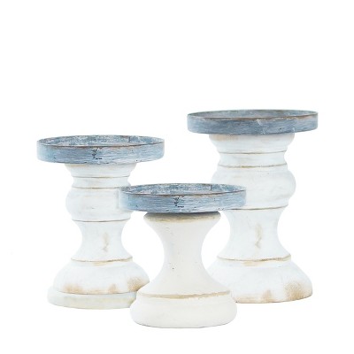VIP Wood 11 in. White Candle Holders Set of 3